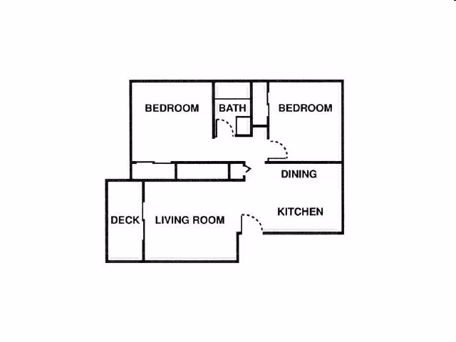 2 Bedroom 1 Bath R201 floor plan